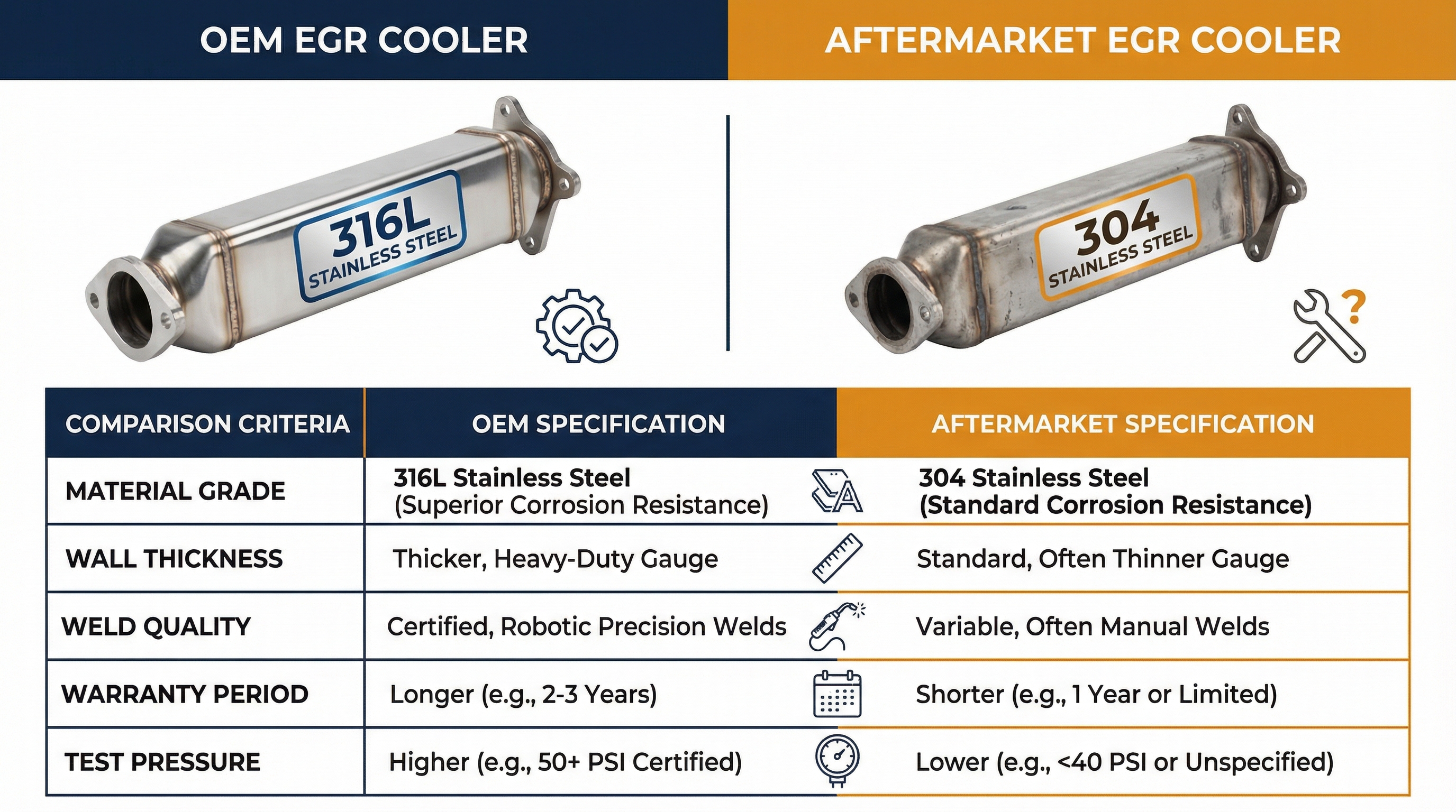 OEM vs aftermarket EGR cooler comparison